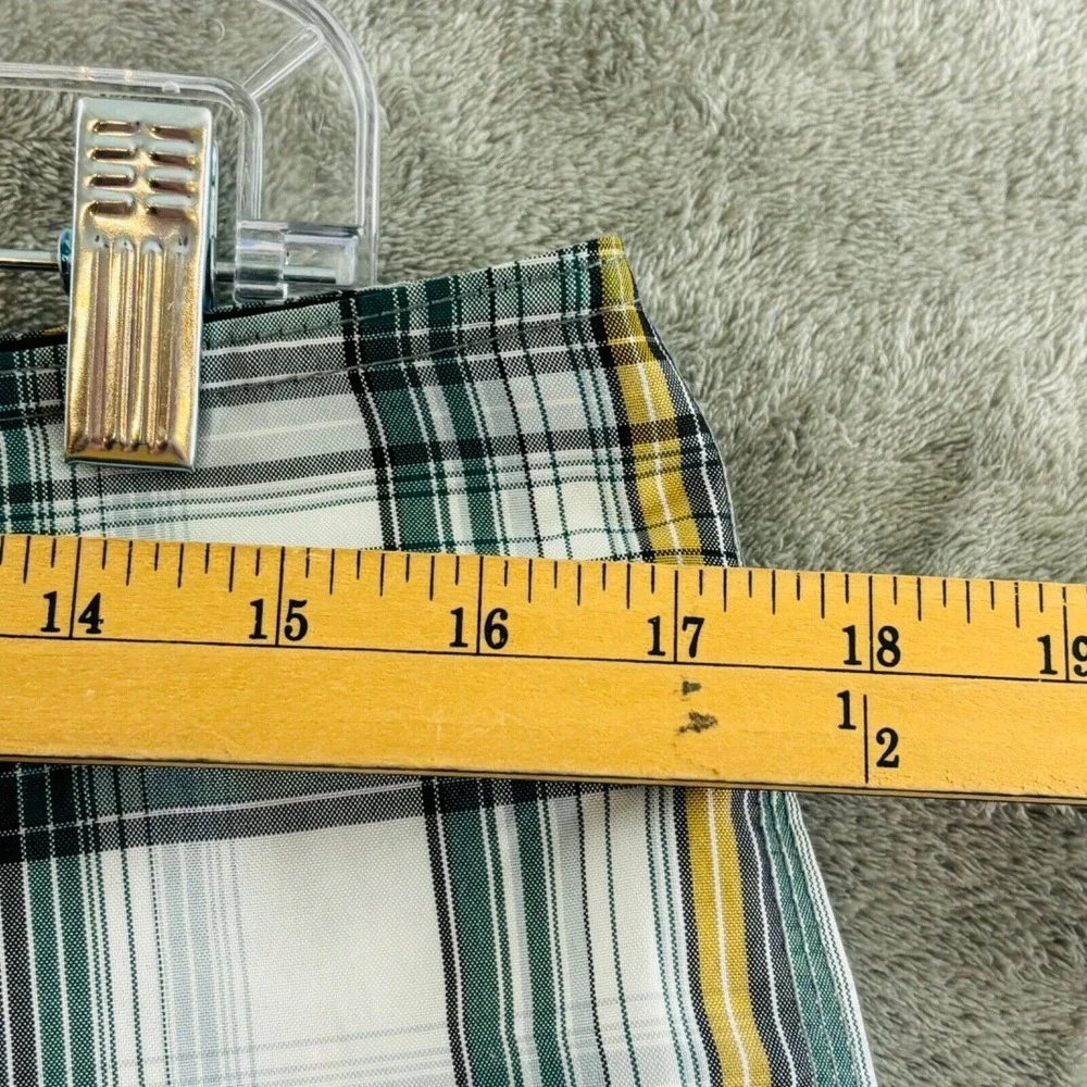 O'Neill Plaid Cargo Board Shorts Mens 32 Green‎ White Yellow Unlined Drawstring